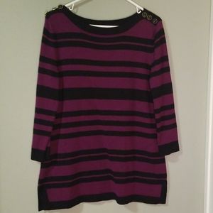Tunic sweater striped black and purple